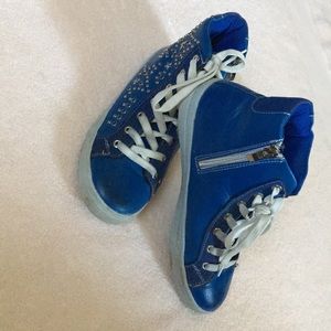 Blue High top shoes with rhinestones